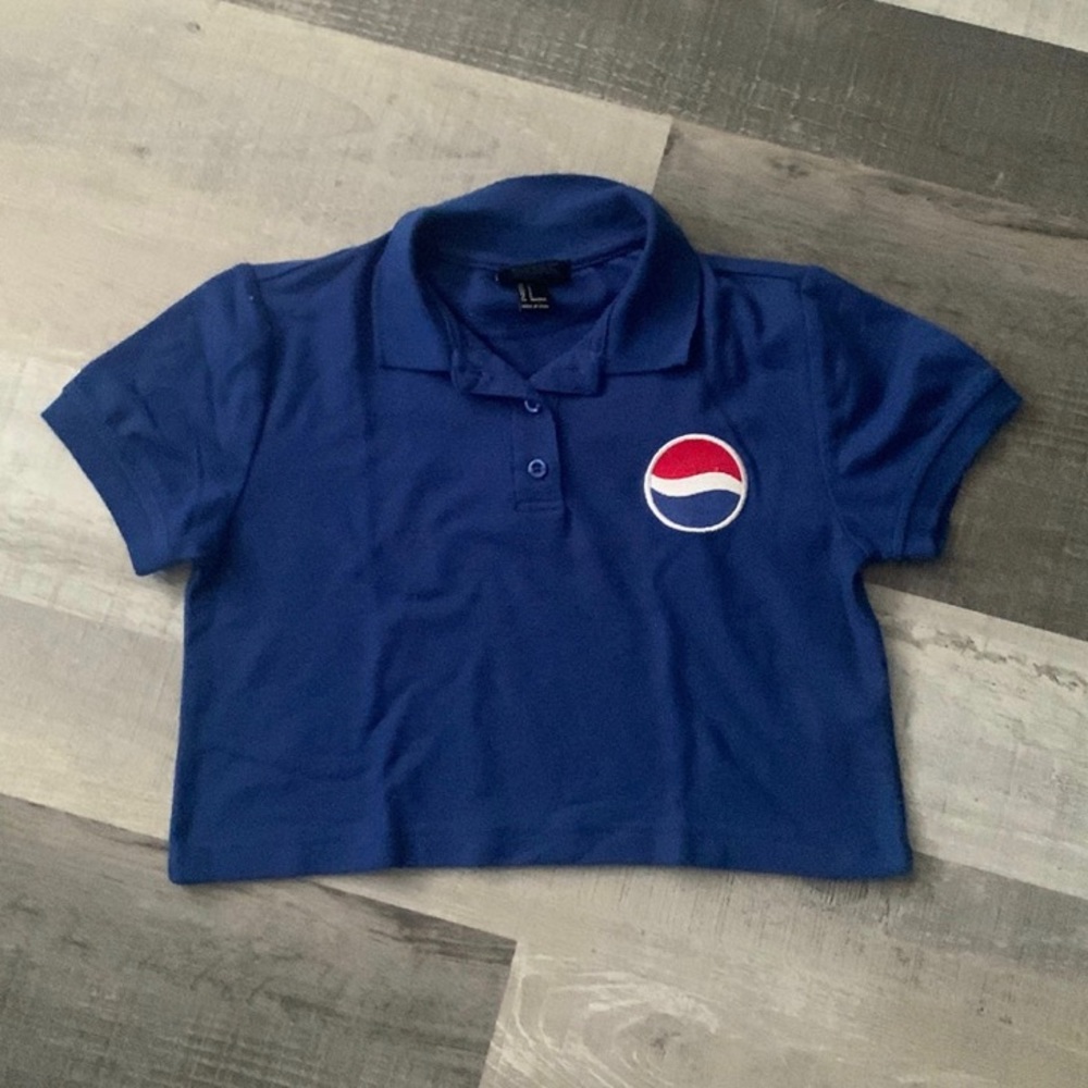 Cropped blue pepsi Polo